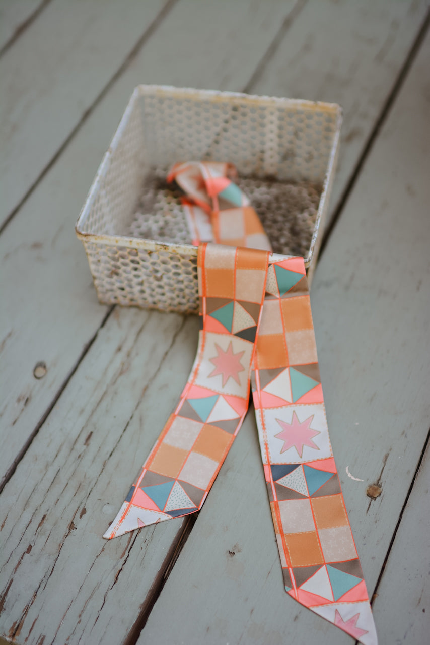 Vintage Patchwork Western Silk Twilly